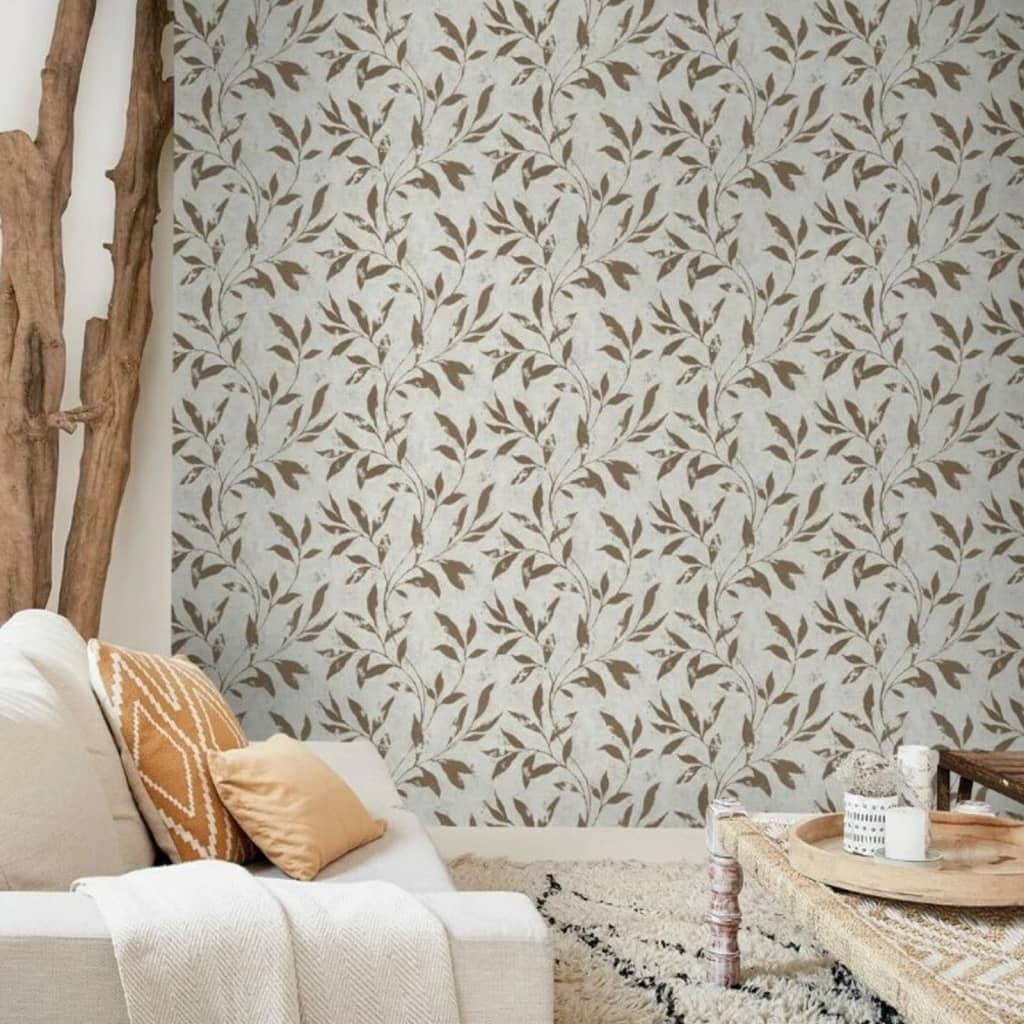 DUTCH WALLCOVERINGS Behang Leafs beige en bruin