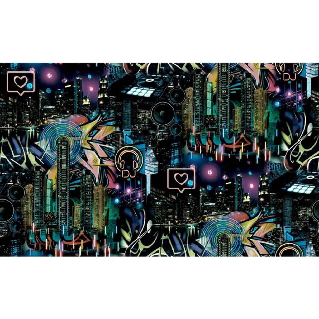 North Wall Papier peint Good Vibes Skyscrapers City Icons noir et violet