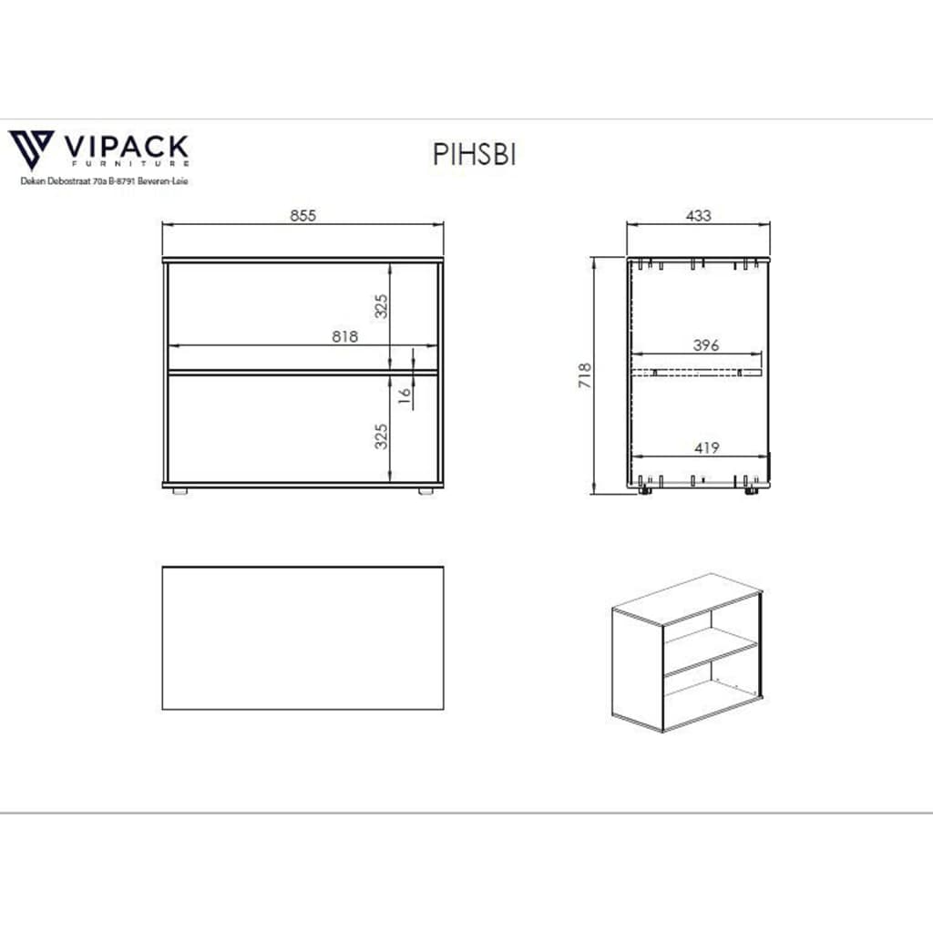 Vipack Bibliothèque Pino avec 2 tiroirs bois blanc