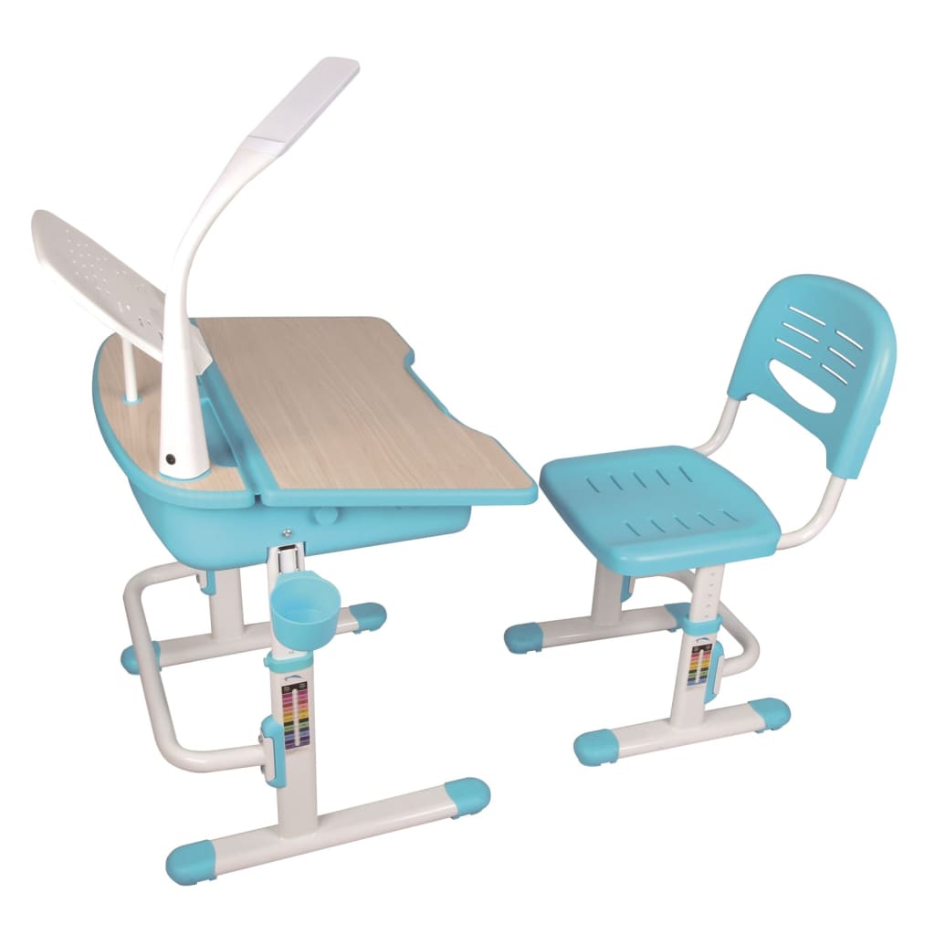 Vipack Bureau enfant réglable Comfortline 301 avec chaise bleu et blanc