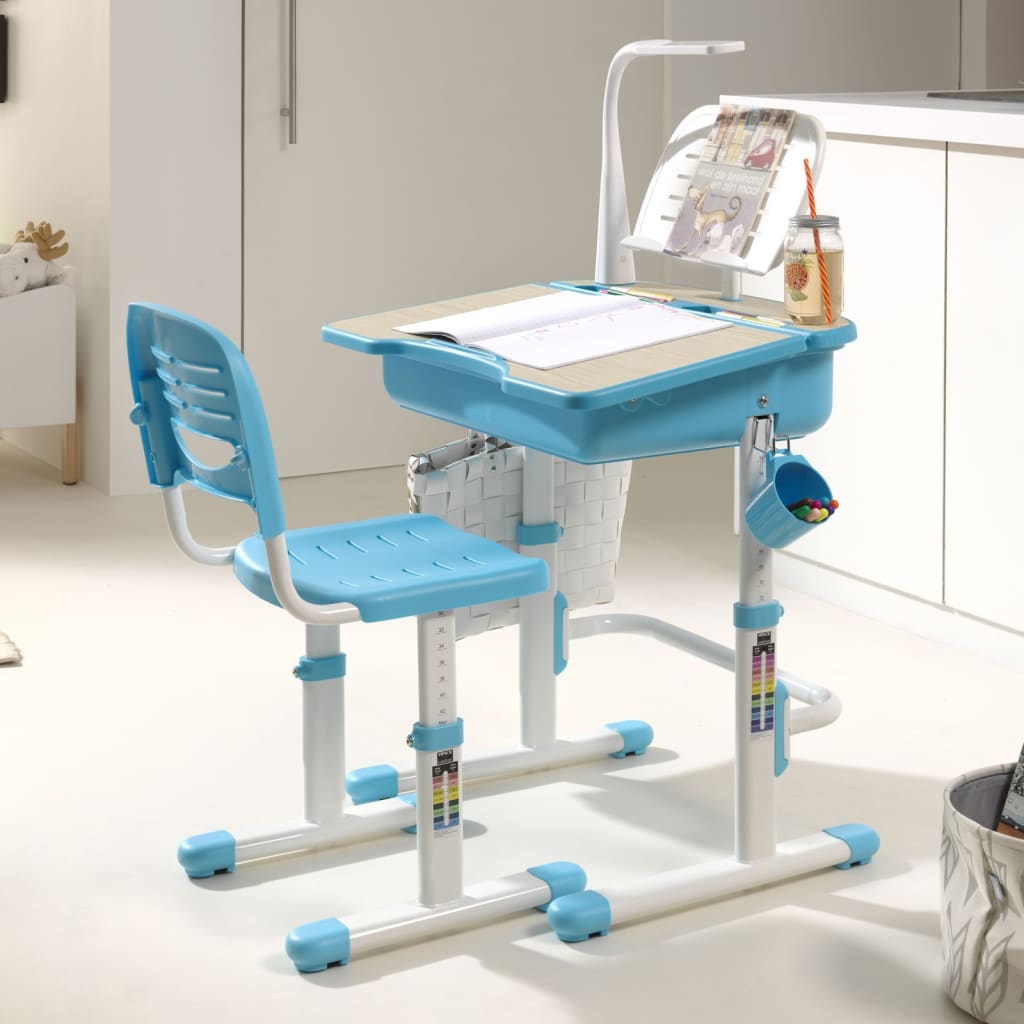 Vipack Kinderbureau verstelbaar Comfortline 301 met stoel blauw en wit