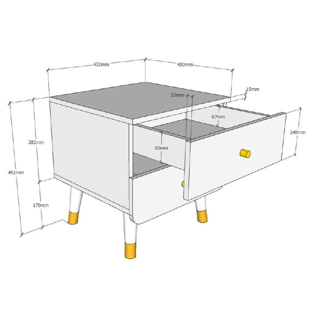 Vipack Table de chevet Billy 2 tiroirs bois terra rose