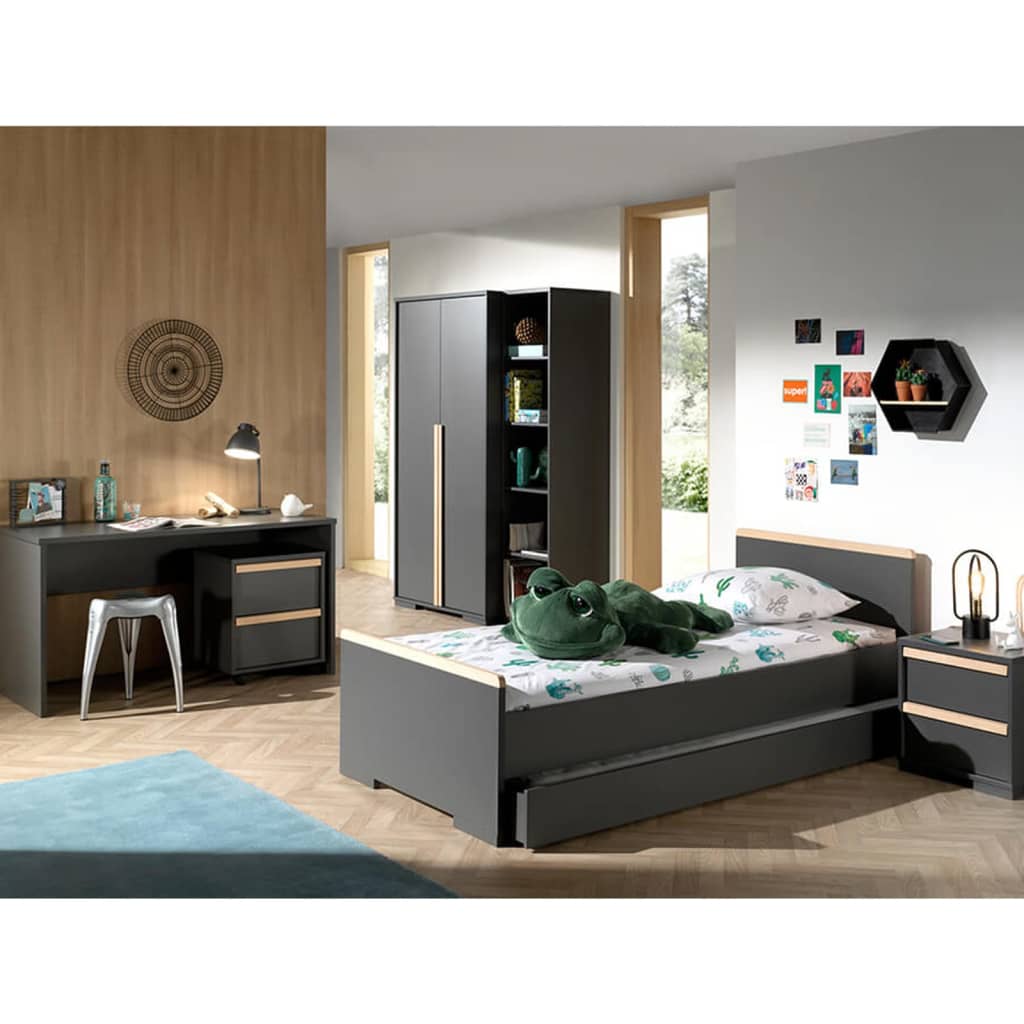 Vipack Cabinet London mobile avec 2 tiroirs, bois, anthracite