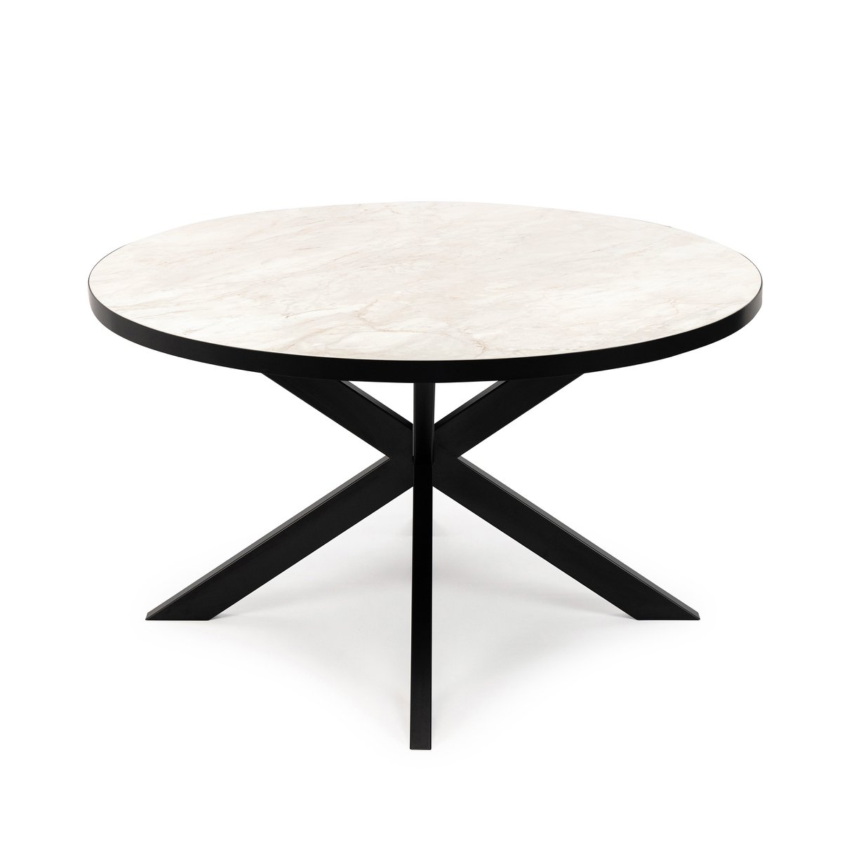 Stalux Ronde eettafel 'Daan' 120cm, kleur zwart / wit marmer