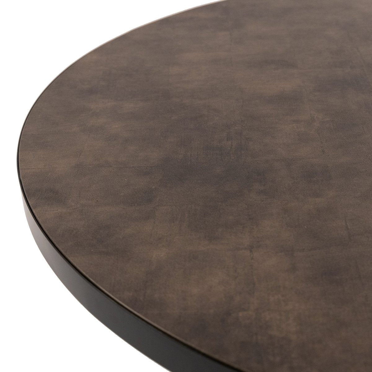 Stalux Ronde eettafel 'Daan' 148cm, kleur zwart / lederlook bruin