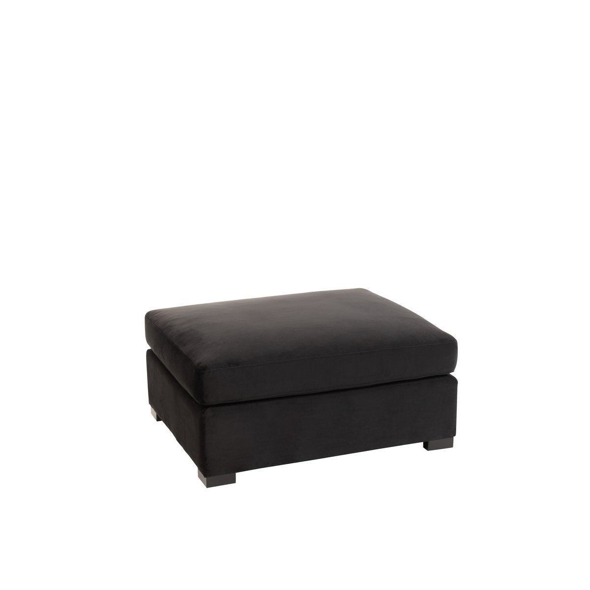 J-Line Ottoman zetel - 2 pers - velvet/ hout - zwart