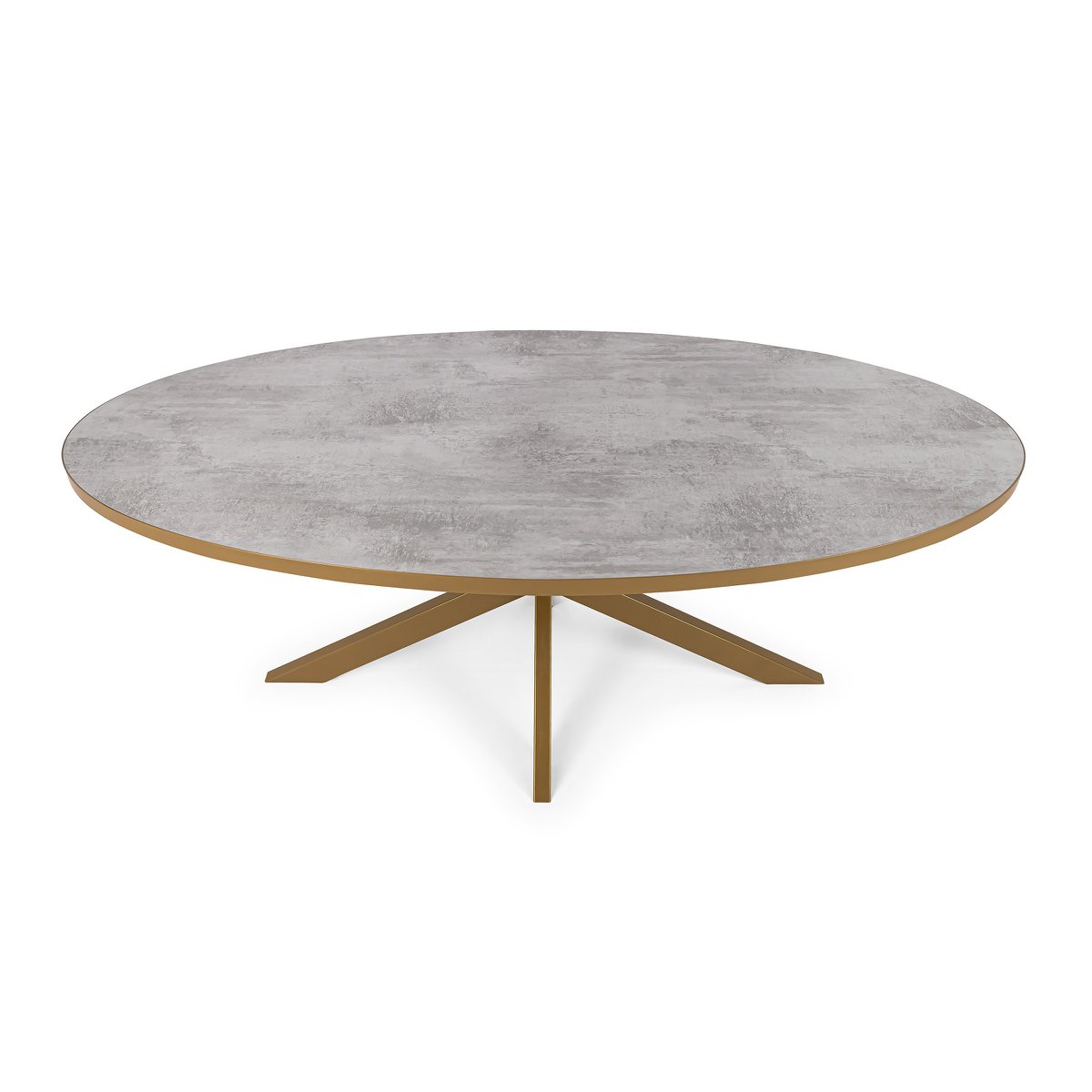 Stalux Ovale eettafel 'Mees' 240 x 110cm, kleur goud / beton