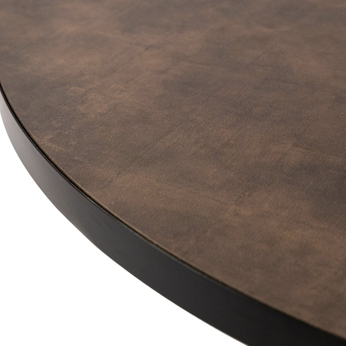 Stalux Ronde eettafel 'Daan' 148cm, kleur zwart / lederlook bruin