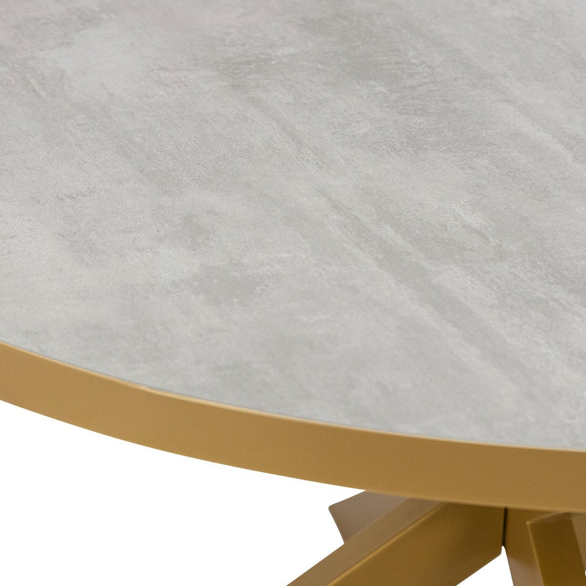 Stalux Ronde eettafel 'Daan' 135cm, kleur goud / beton