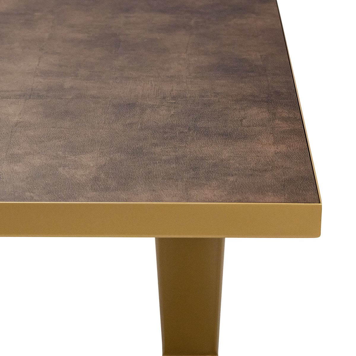 Stalux Eettafel 'Roos' 180 x 100cm, kleur goud / lederlook bruin