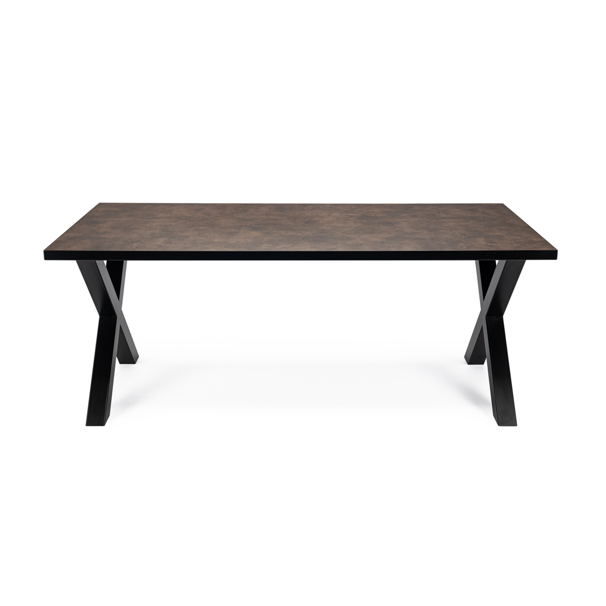 Stalux Eettafel 'Roos' 200 x 100cm, kleur zwart / lederlook bruin