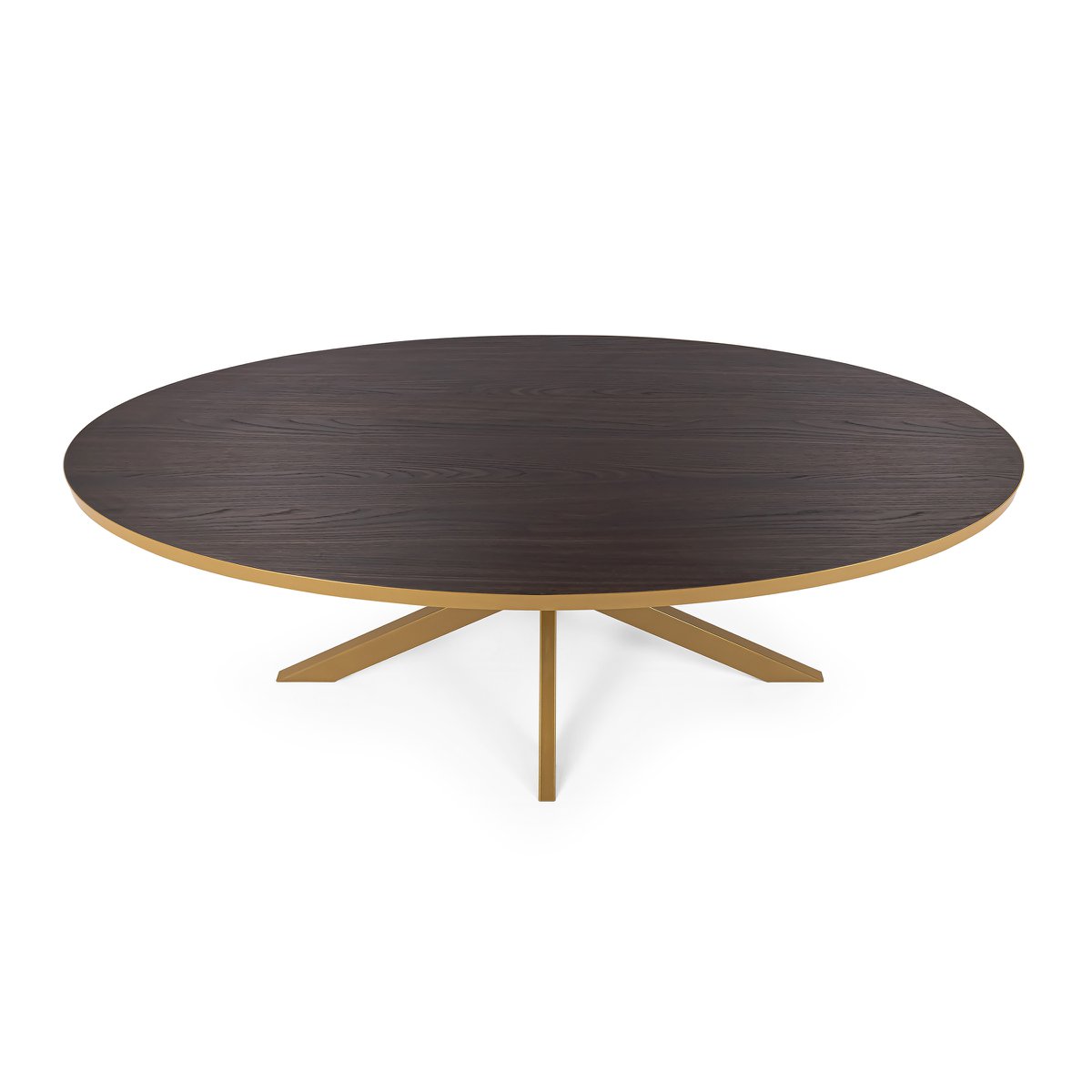 Stalux Ovale eettafel 'Mees' 240 x 110cm, kleur goud / bruin hout