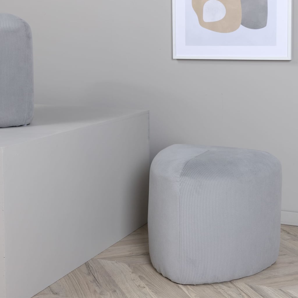 Venture Home Pouf Peg 46x46x41 cm velours côtelé gris