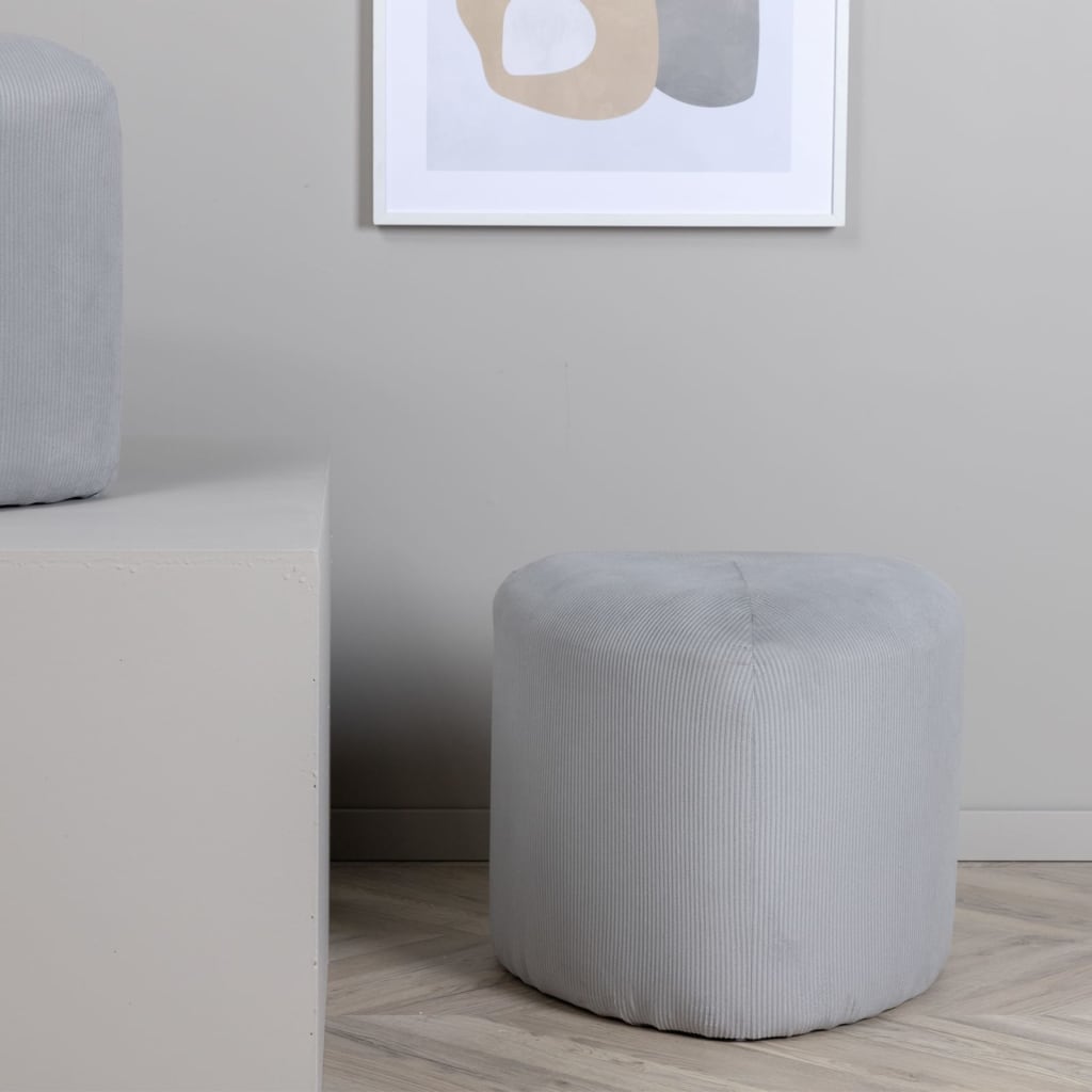 Venture Home Pouf Peg 46x46x41 cm velours côtelé gris