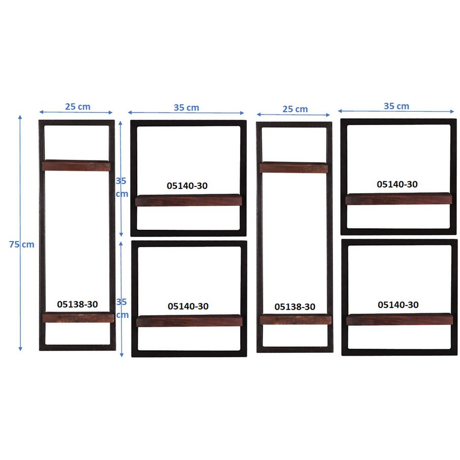 Wandplankenset, 6 stuks