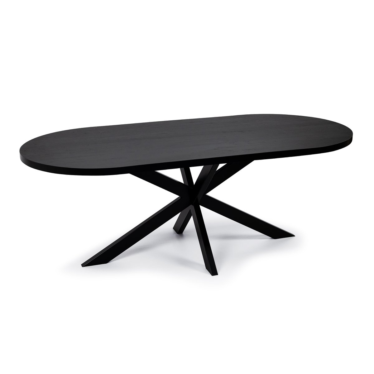 Stalux Plat ovale eettafel 'Noud' 180 x 100, kleur zwart / zwart eiken