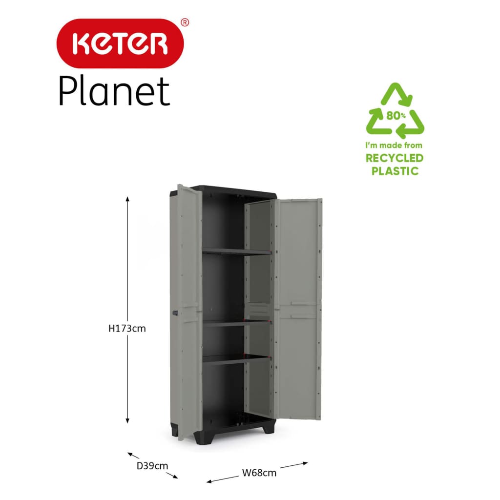 Keter Recyclingkast Planet grijs en zwart