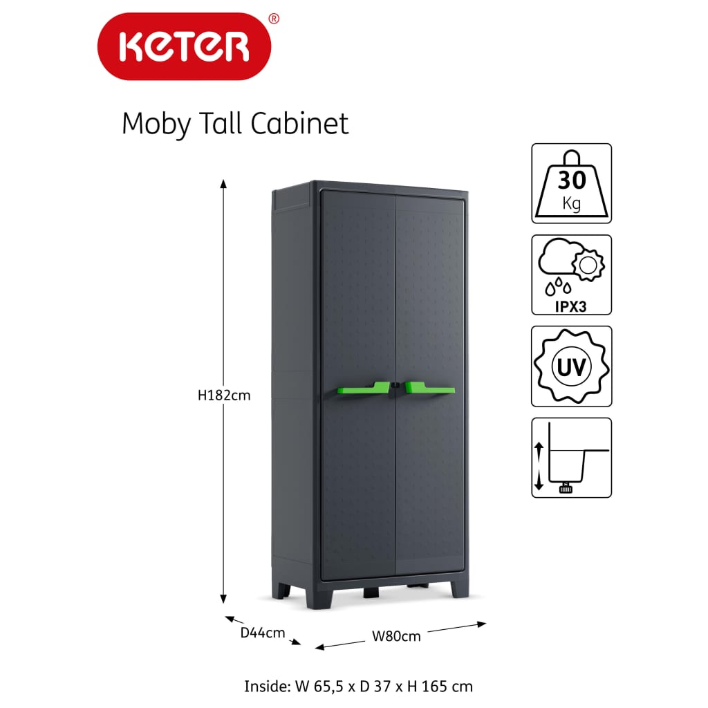 Keter Armoire de rangement Moby basse 100 cm gris graphite