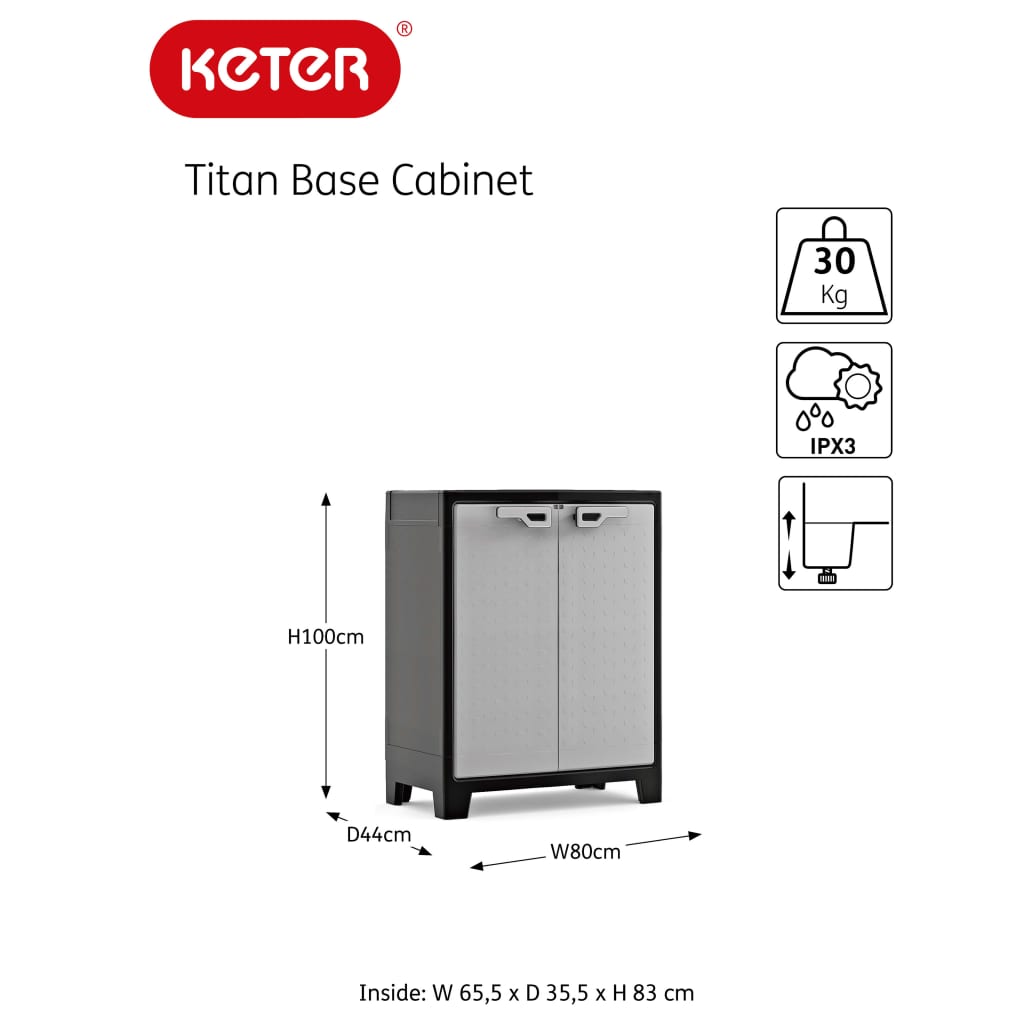 Keter Opbergkast met schappen Titan 182 cm zwart en grijs