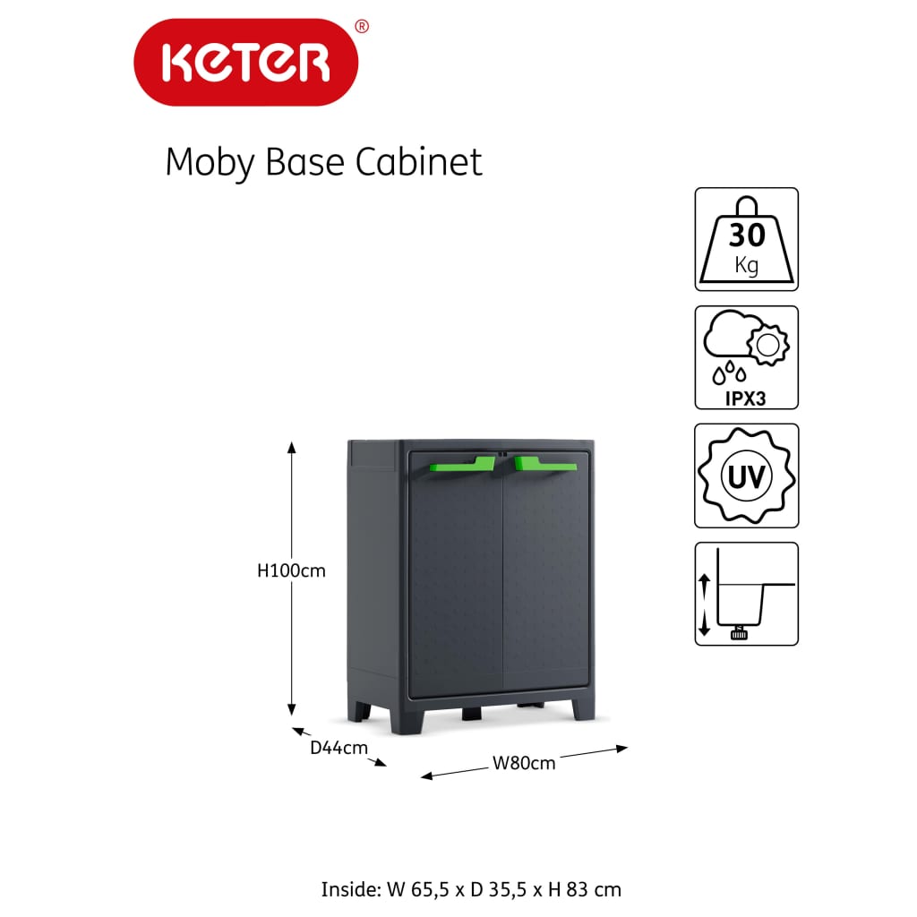 Keter Armoire de rangement Moby basse 100 cm gris graphite