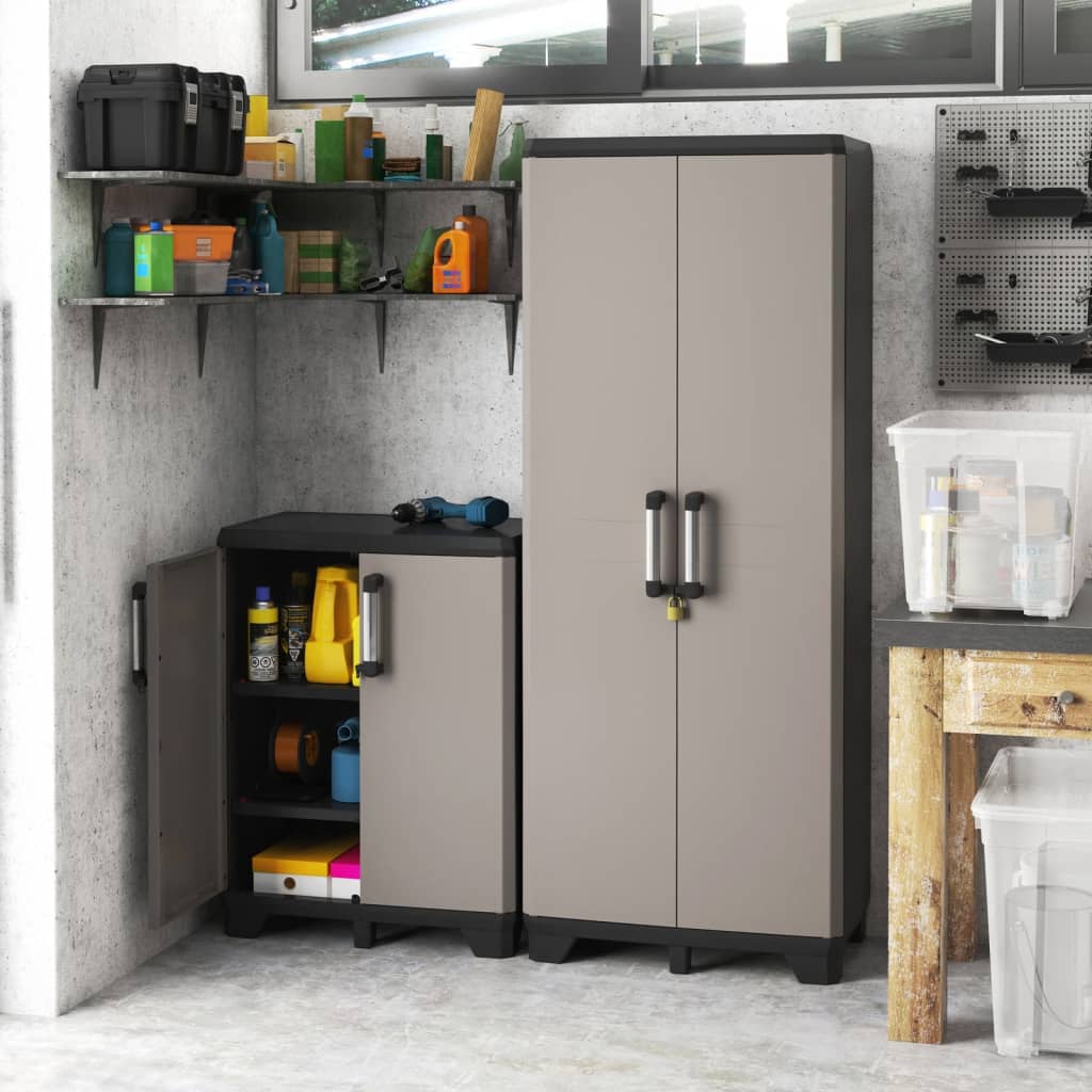 Keter Armoire de rangement basse Pro noir et gris