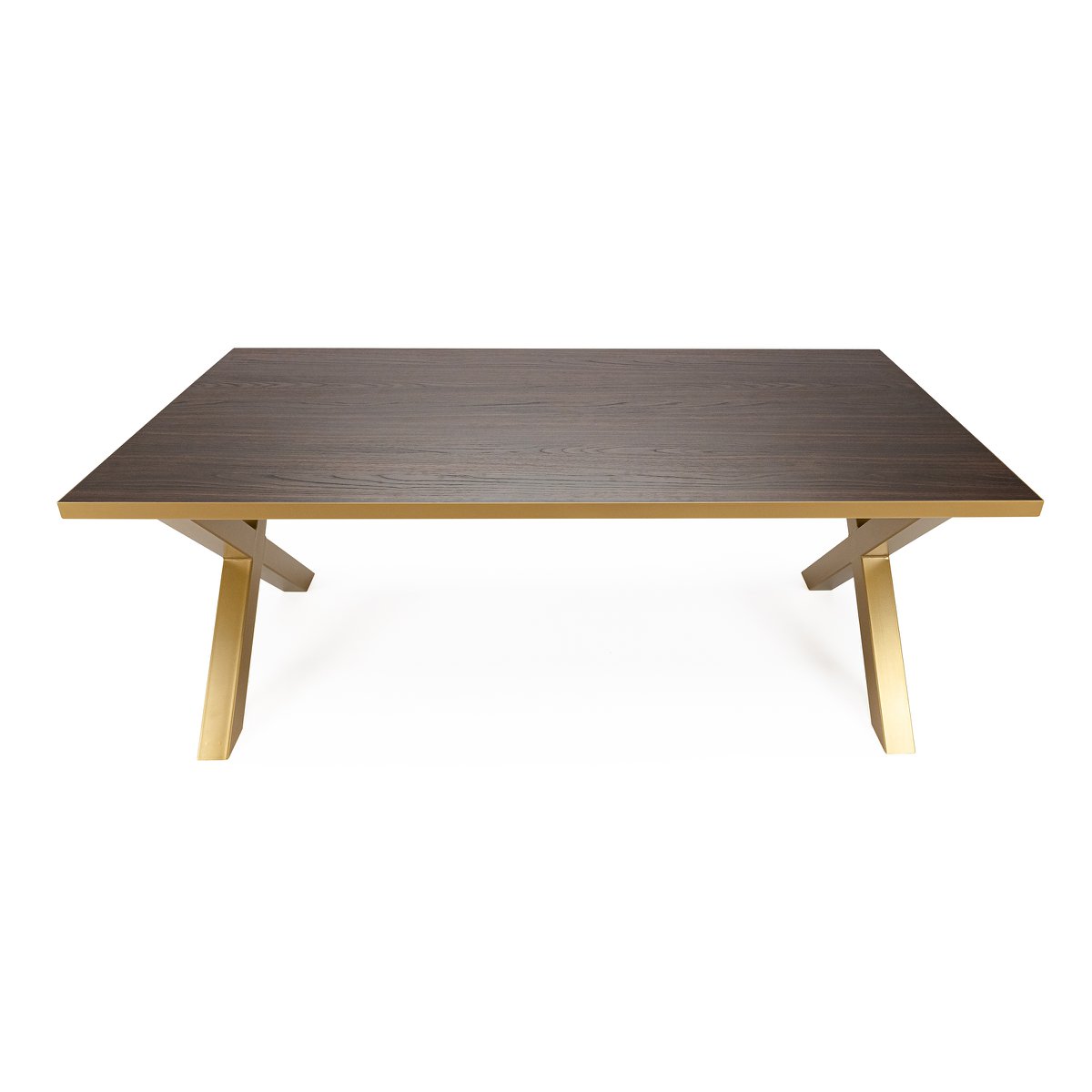 Stalux Eettafel 'Roos' 180 x 100cm, kleur goud / bruin hout