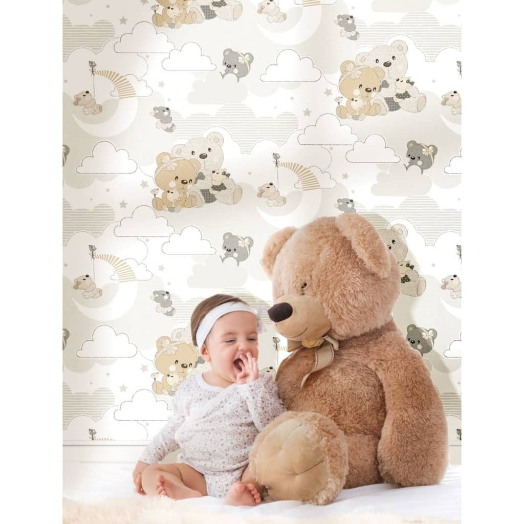 Noordwand Behang Mondo baby Hug Bears en beige