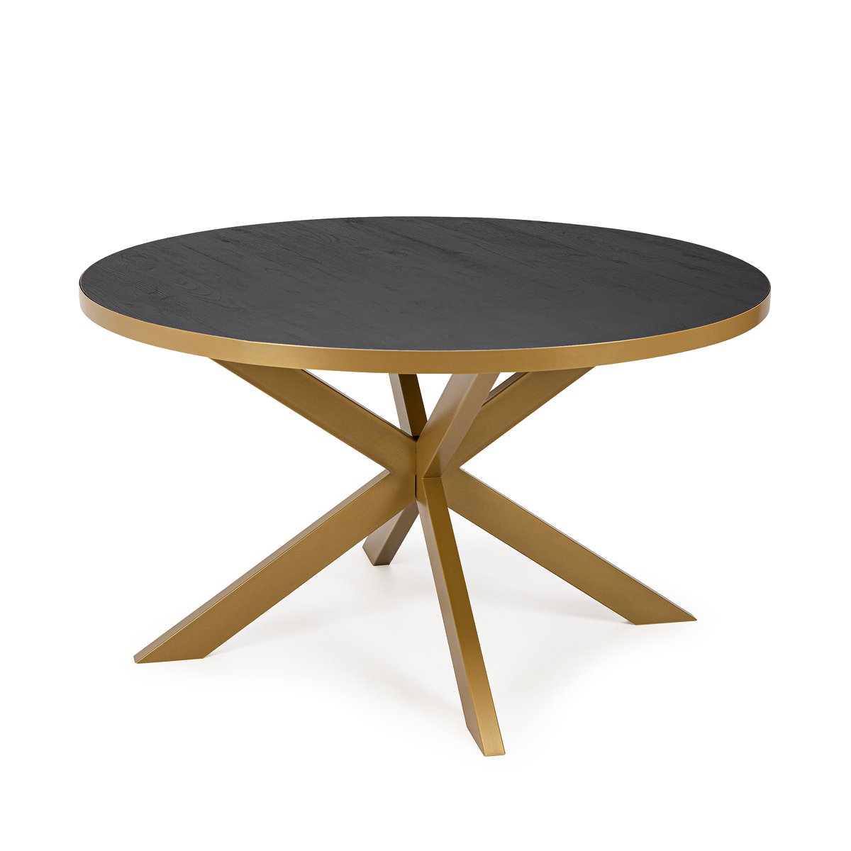 Stalux Ronde eettafel 'Daan' 135cm, kleur goud / zwart eiken