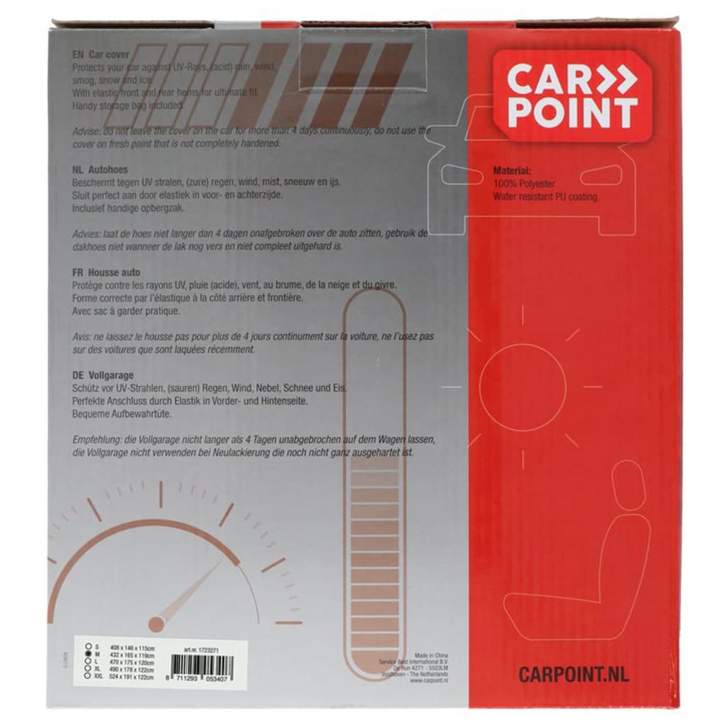 Carpoint autohoes XXL 524 x 191 x 122 cm polyester blauw