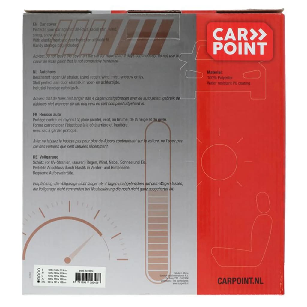 Carpoint autohoes XXL 524 x 191 x 122 cm polyester blauw