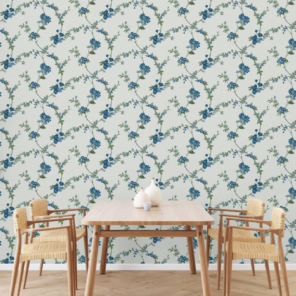 DUTCH WALLCOVERINGS Behang Flower lichtblauw