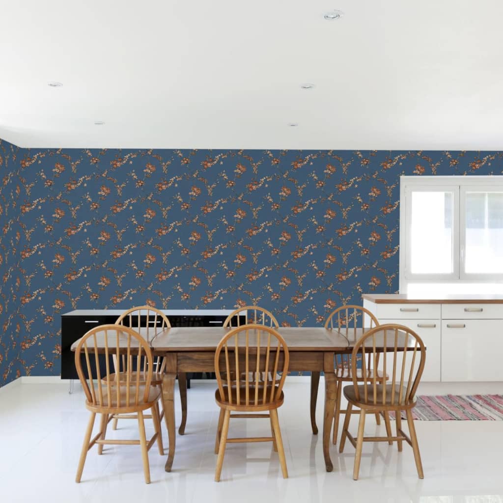 DUTCH WALLCOVERINGS Behang Flower lichtblauw