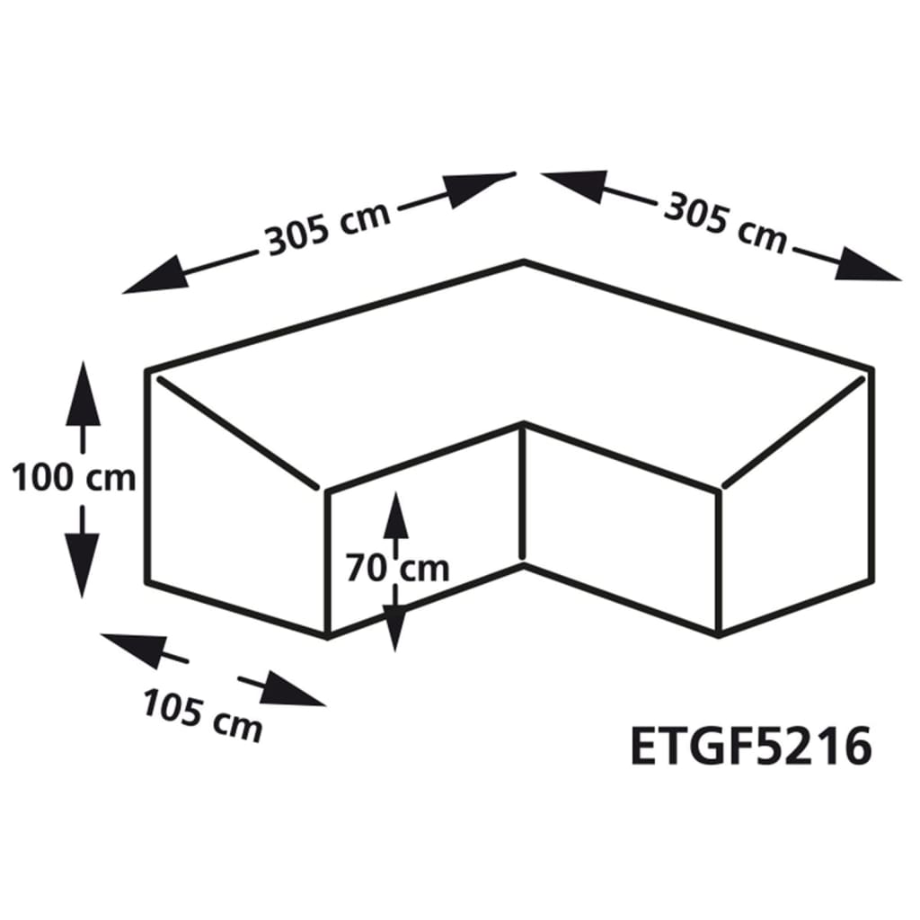 Eurotrail Loungehoes L-vormig 305x305x100/70 cm