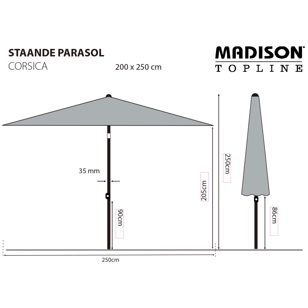 Madison Parasol Corsica 200x250 cm