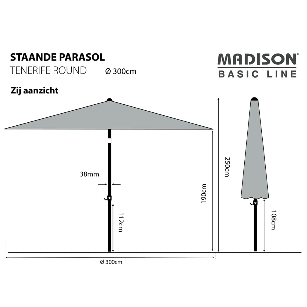 Madison Parasol Tenerife environ 300 cm