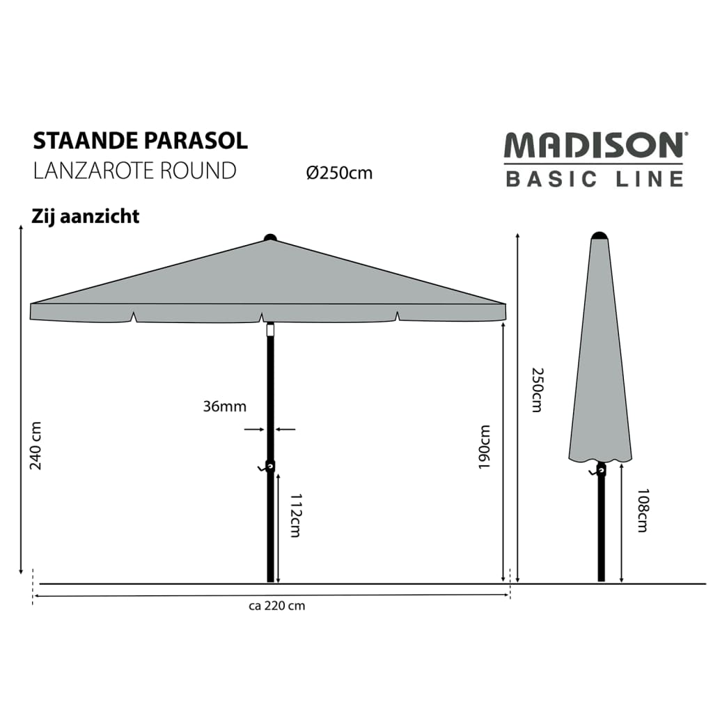 Madison Parasol Lanzarote rond 250 cm