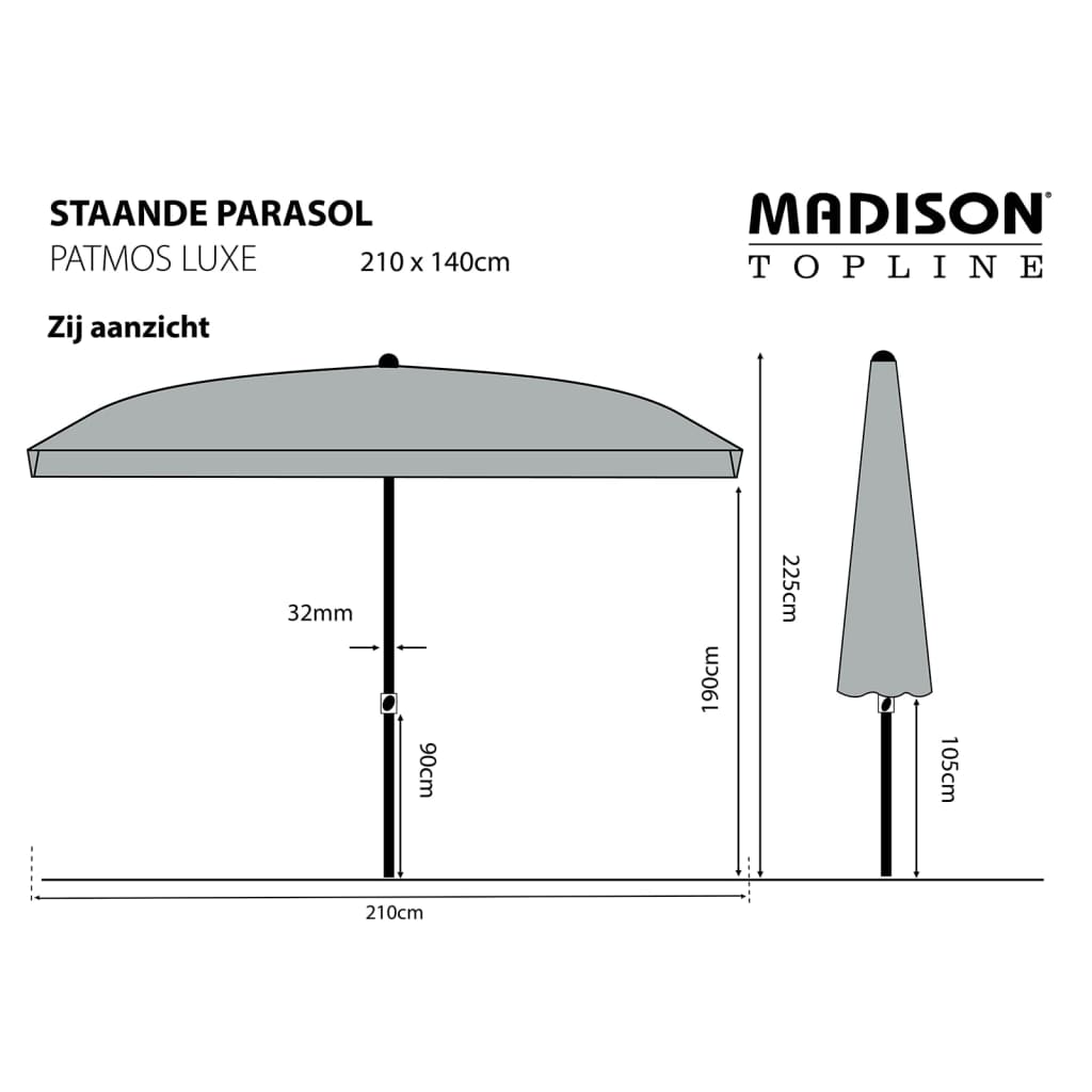 Madison Parasol Patmos Luxe rectangulaire 210x140 cm