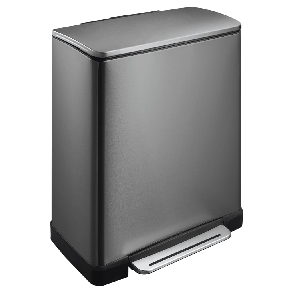 EKO Poubelle à pédale E-Cube 28 L + 18 L argent mat