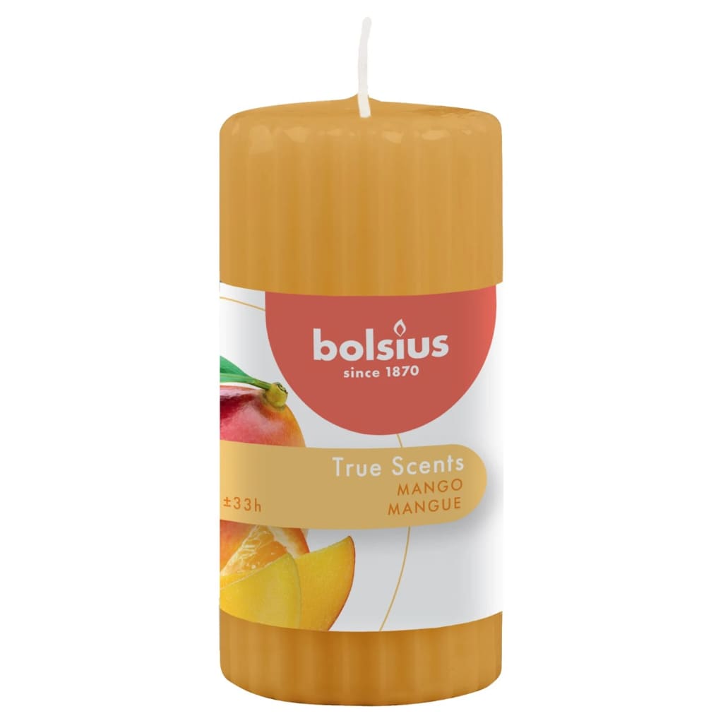 Bolsius Geurkaarsen geribbeld 6 st mango 120x58 mm