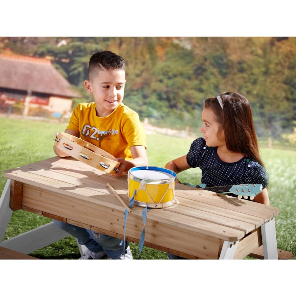 AXI Table de pique-nique sable et eau Nick avec parasol marron et