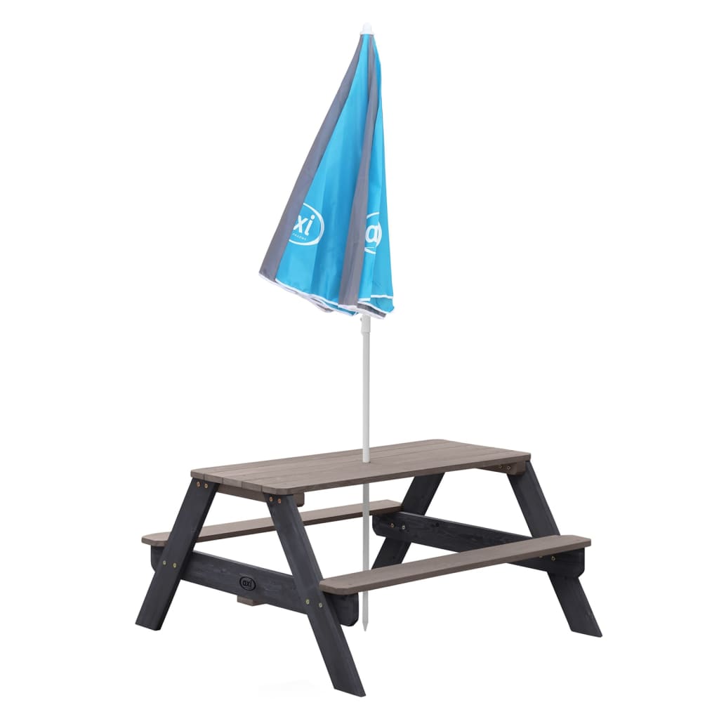 AXI Table de pique-nique enfant Nick avec parasol marron et blanc