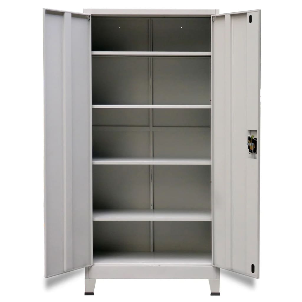 Armoire de bureau avec 2 portes en acier 90x40x180 cm gris