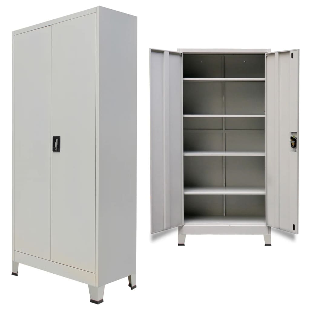 Armoire de bureau avec 2 portes en acier 90x40x180 cm gris