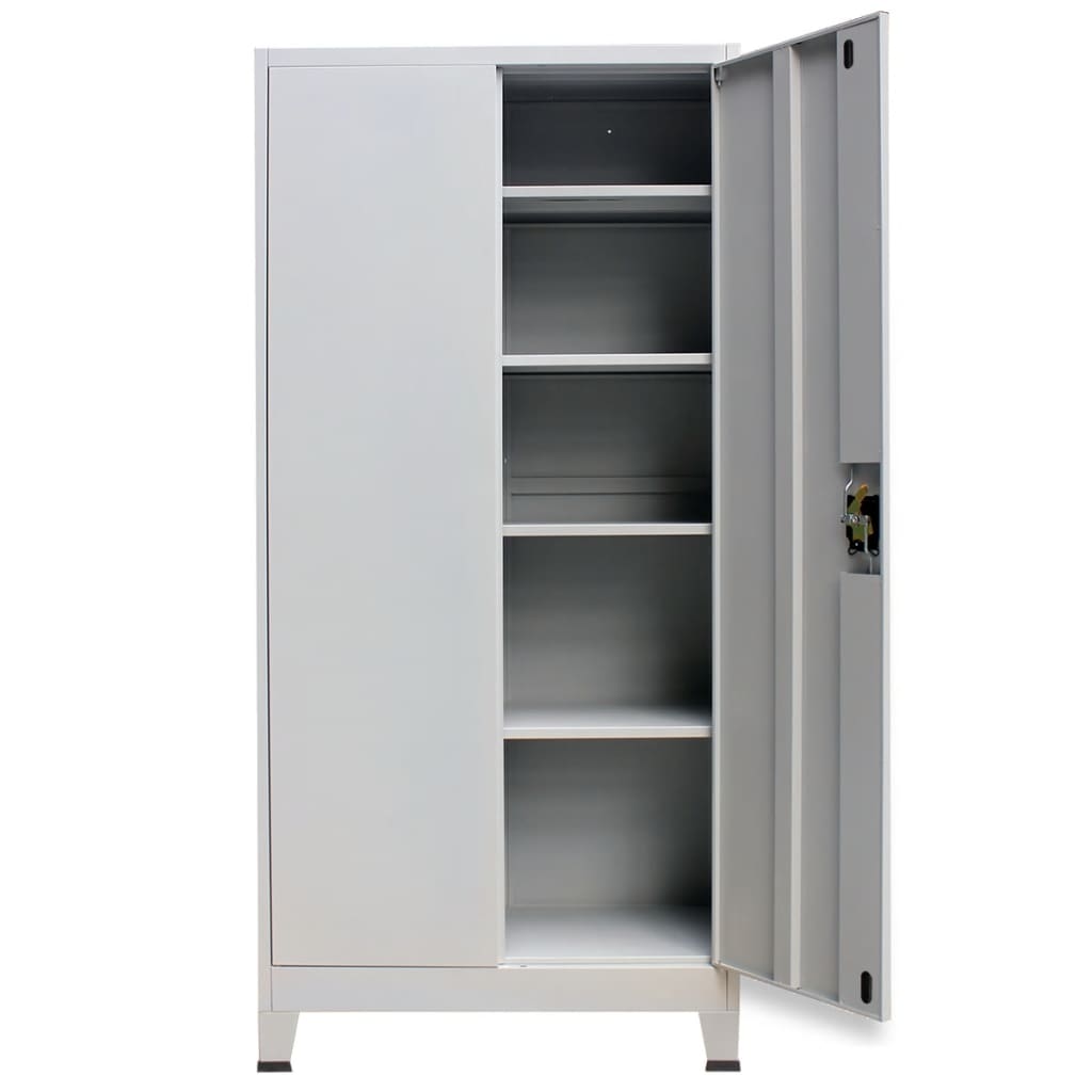 Armoire de bureau avec 2 portes en acier 90x40x180 cm gris