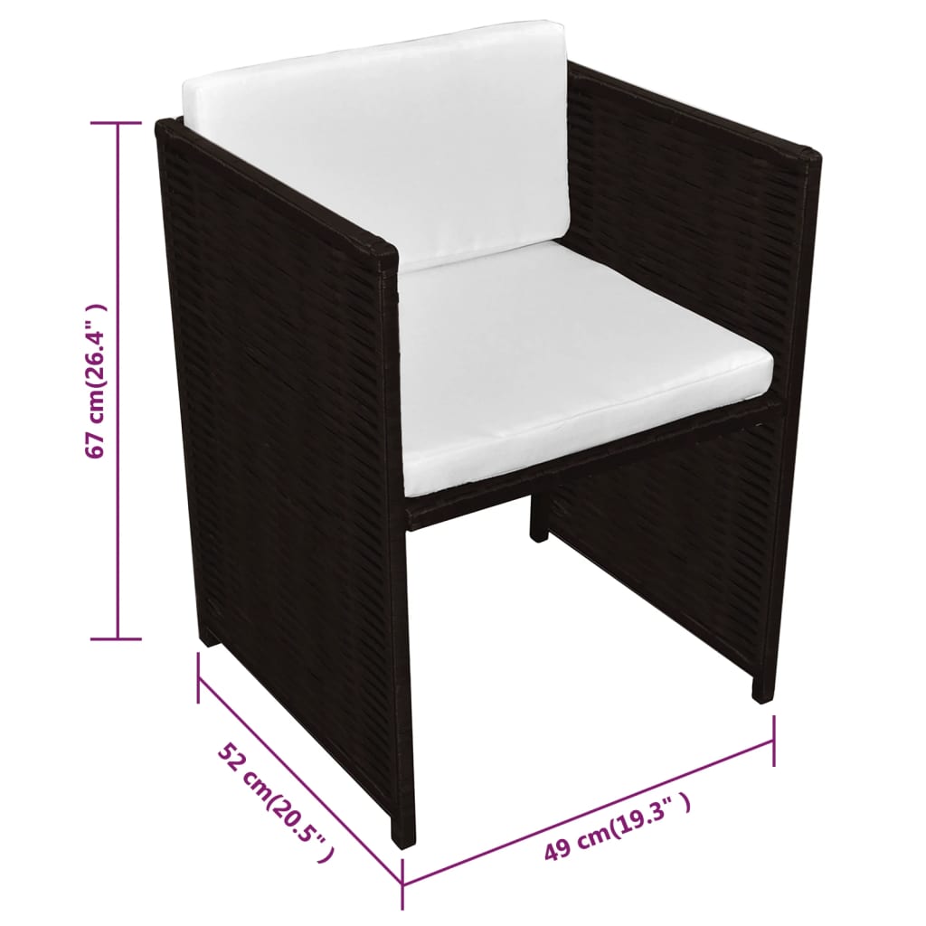 3-delige Bistroset met kussens poly rattan