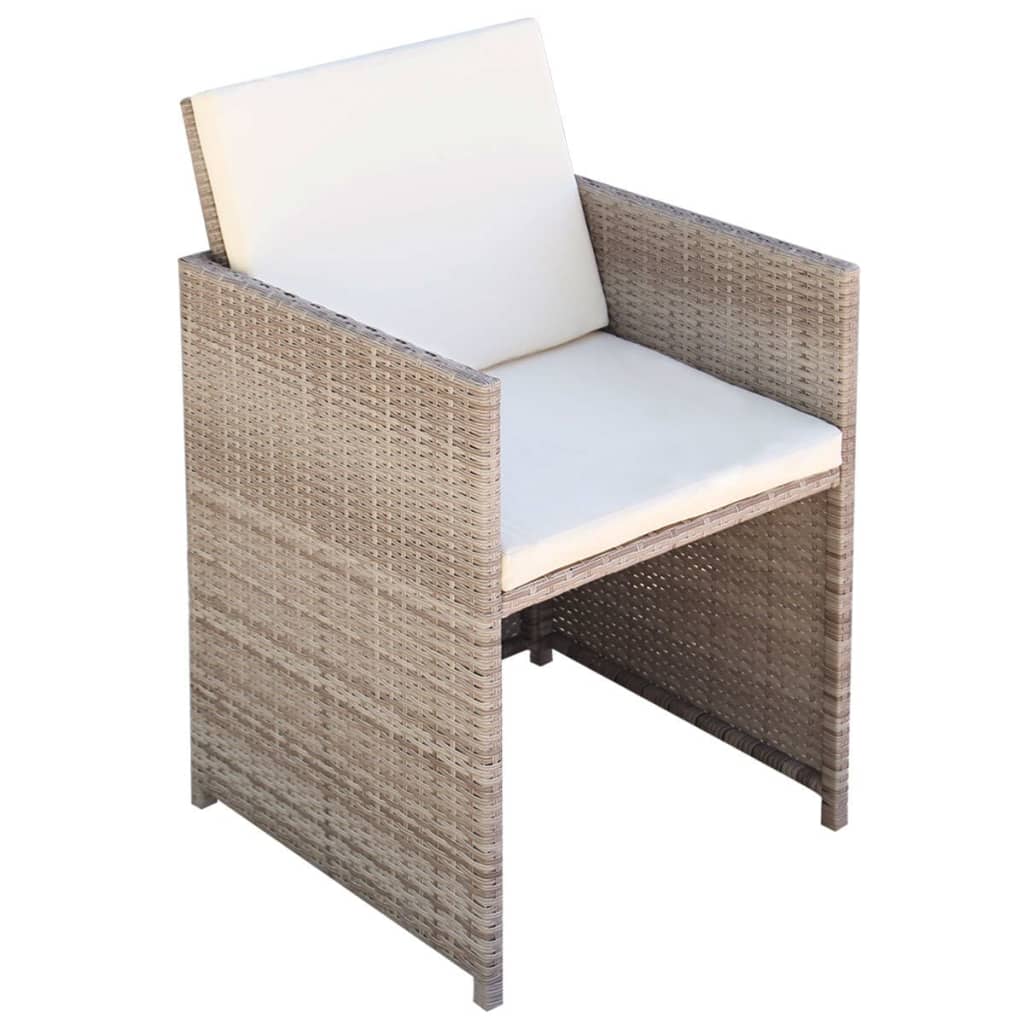 3-delige Bistroset met kussens poly rattan