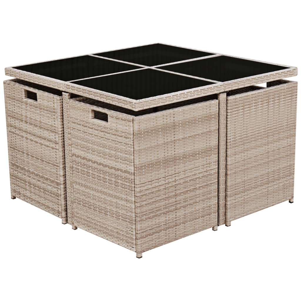 9-delige Tuinset met kussens poly rattan