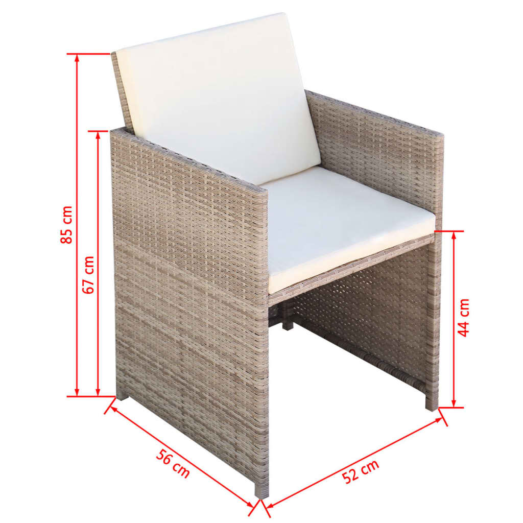 Ensemble de jardin 9 pièces avec coussins en polyrotin