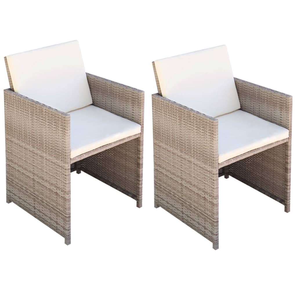 Chaises de jardin 2 pcs avec coussins en polyrotin