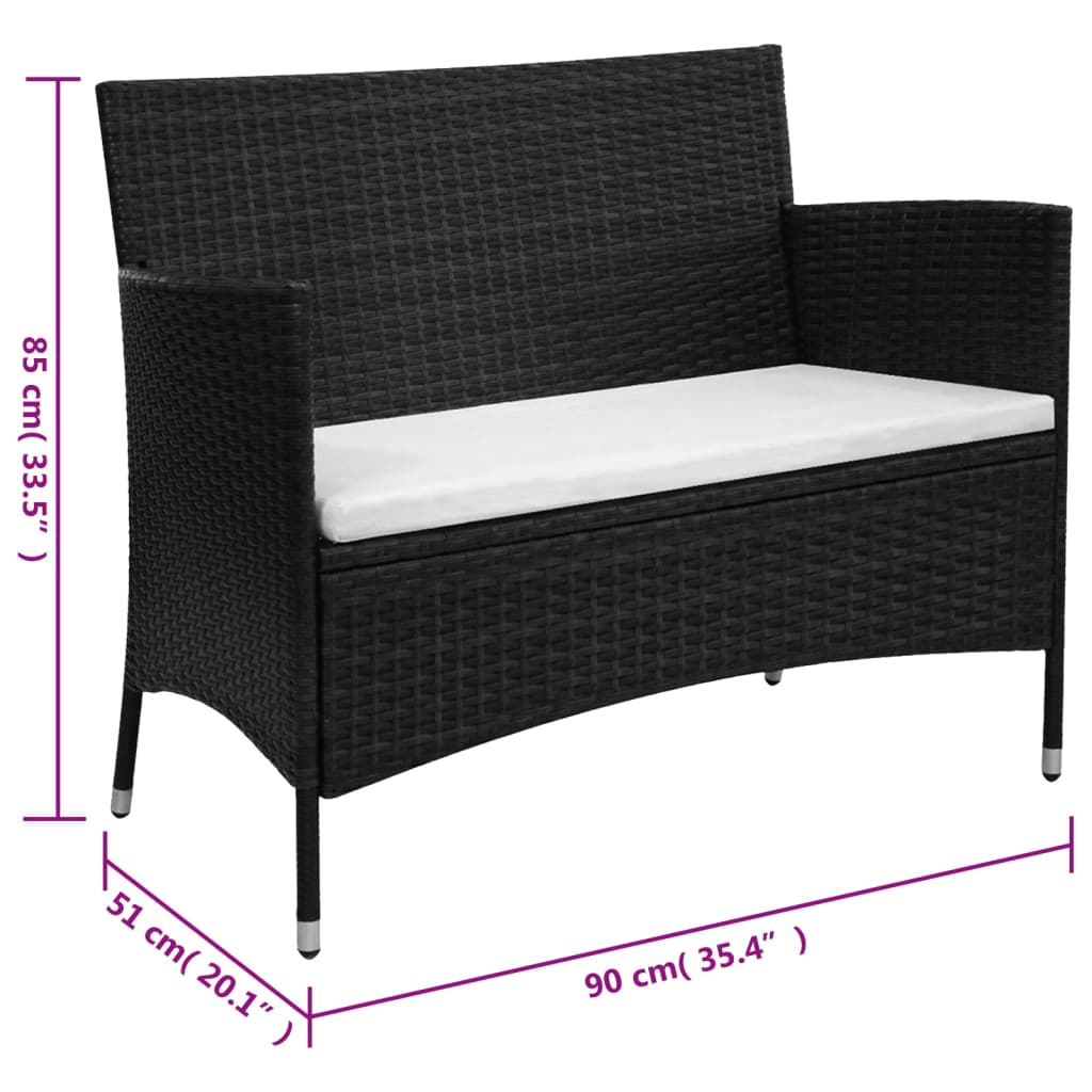 Banc de jardin 105 cm poly rotin